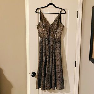 Dress the Population Black/Gold Midi Dress